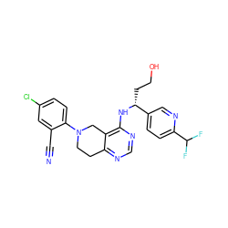 N#Cc1cc(Cl)ccc1N1CCc2ncnc(N[C@H](CCO)c3ccc(C(F)F)nc3)c2C1 ZINC000148354378