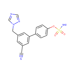 N#Cc1cc(Cn2cncn2)cc(-c2ccc(OS(N)(=O)=O)cc2)c1 ZINC000045365136