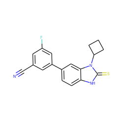 N#Cc1cc(F)cc(-c2ccc3[nH]c(=S)n(C4CCC4)c3c2)c1 ZINC000028868976