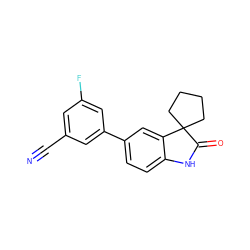 N#Cc1cc(F)cc(-c2ccc3c(c2)C2(CCCC2)C(=O)N3)c1 ZINC000000026396