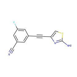 N#Cc1cc(F)cc(C#Cc2csc(N)n2)c1 ZINC000066104349