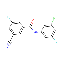 N#Cc1cc(F)cc(C(=O)Nc2cc(F)cc(Cl)c2)c1 ZINC000058506454