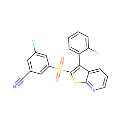 N#Cc1cc(F)cc(S(=O)(=O)c2sc3ncccc3c2-c2ccccc2F)c1 ZINC000138838289