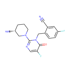 N#Cc1cc(F)ccc1Cn1c(N2CCC[C@@H](N)C2)ncc(F)c1=O ZINC000066103932