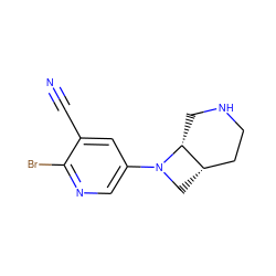 N#Cc1cc(N2C[C@H]3CCNC[C@H]32)cnc1Br ZINC000035080268