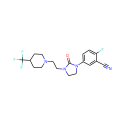 N#Cc1cc(N2CCN(CCN3CCC(C(F)(F)F)CC3)C2=O)ccc1F ZINC000043020483