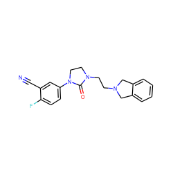 N#Cc1cc(N2CCN(CCN3Cc4ccccc4C3)C2=O)ccc1F ZINC000043079267