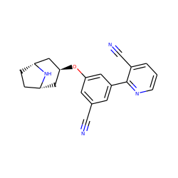 N#Cc1cc(O[C@H]2C[C@@H]3CC[C@H](C2)N3)cc(-c2ncccc2C#N)c1 ZINC000101387118