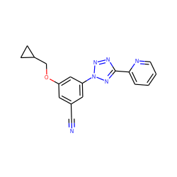 N#Cc1cc(OCC2CC2)cc(-n2nnc(-c3ccccn3)n2)c1 ZINC000028527222