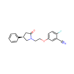 N#Cc1cc(OCCN2C[C@@H](c3ccccc3)CC2=O)ccc1F ZINC001772631016