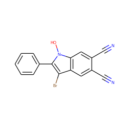 N#Cc1cc2c(Br)c(-c3ccccc3)n(O)c2cc1C#N ZINC000299864692