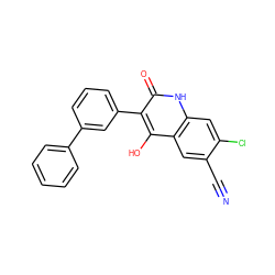 N#Cc1cc2c(O)c(-c3cccc(-c4ccccc4)c3)c(=O)[nH]c2cc1Cl ZINC000036185226