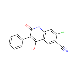 N#Cc1cc2c(O)c(-c3ccccc3)c(=O)[nH]c2cc1Cl ZINC000036185230