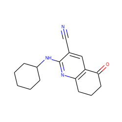 N#Cc1cc2c(nc1NC1CCCCC1)CCCC2=O ZINC000028967443