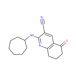 N#Cc1cc2c(nc1NC1CCCCCC1)CCCC2=O ZINC000028967451