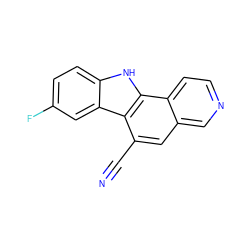 N#Cc1cc2cnccc2c2[nH]c3ccc(F)cc3c12 ZINC000217054272