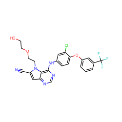 N#Cc1cc2ncnc(Nc3ccc(Oc4cccc(C(F)(F)F)c4)c(Cl)c3)c2n1CCOCCO ZINC000073196337