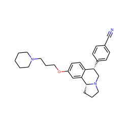 N#Cc1ccc([C@@H]2CN3CCC[C@@H]3c3cc(OCCCN4CCCCC4)ccc32)cc1 ZINC000028885715