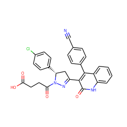 N#Cc1ccc(-c2c(C3=NN(C(=O)CCC(=O)O)[C@H](c4ccc(Cl)cc4)C3)c(=O)[nH]c3ccccc23)cc1 ZINC000096283770