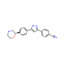 N#Cc1ccc(-c2cc(-c3ccc([C@@H]4CNCCO4)cc3)[nH]n2)cc1 ZINC000205112325