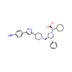 N#Cc1ccc(-c2cc(C3CCN(C[C@H]4CN([C@@H](C(=O)O)C5CCCCC5)C[C@@H]4c4ccccc4)CC3)n[nH]2)cc1 ZINC000028010432