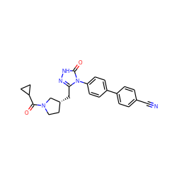 N#Cc1ccc(-c2ccc(-n3c(C[C@@H]4CCN(C(=O)C5CC5)C4)n[nH]c3=O)cc2)cc1 ZINC000169704593