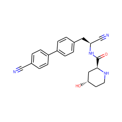 N#Cc1ccc(-c2ccc(C[C@@H](C#N)NC(=O)[C@@H]3C[C@@H](O)CCN3)cc2)cc1 ZINC000169347422