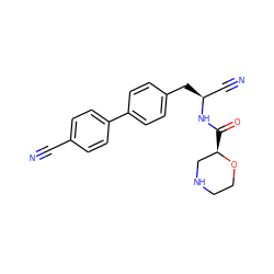 N#Cc1ccc(-c2ccc(C[C@@H](C#N)NC(=O)[C@@H]3CNCCO3)cc2)cc1 ZINC001772631243