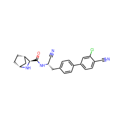 N#Cc1ccc(-c2ccc(C[C@@H](C#N)NC(=O)[C@H]3N[C@@H]4CC[C@H]3C4)cc2)cc1Cl ZINC000221939495