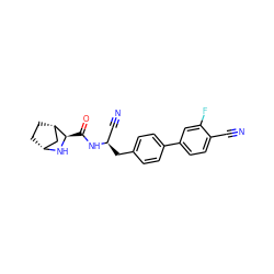 N#Cc1ccc(-c2ccc(C[C@H](C#N)NC(=O)[C@H]3N[C@@H]4CC[C@H]3C4)cc2)cc1F ZINC000221916810