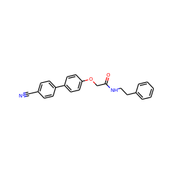 N#Cc1ccc(-c2ccc(OCC(=O)NCCc3ccccc3)cc2)cc1 ZINC000003417984