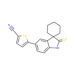 N#Cc1ccc(-c2ccc3c(c2)C2(CCCCC2)C(=S)N3)s1 ZINC000013488910