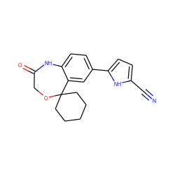 N#Cc1ccc(-c2ccc3c(c2)C2(CCCCC2)OCC(=O)N3)[nH]1 ZINC000040952018