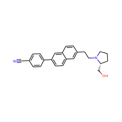 N#Cc1ccc(-c2ccc3cc(CCN4CCC[C@@H]4CO)ccc3c2)cc1 ZINC000028901267