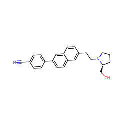 N#Cc1ccc(-c2ccc3cc(CCN4CCC[C@H]4CO)ccc3c2)cc1 ZINC000028901271