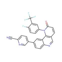 N#Cc1ccc(-c2ccc3ncc4ccc(=O)n(-c5ccc(F)c(C(F)(F)F)c5)c4c3c2)cn1 ZINC000071319170