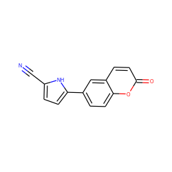 N#Cc1ccc(-c2ccc3oc(=O)ccc3c2)[nH]1 ZINC000199170457