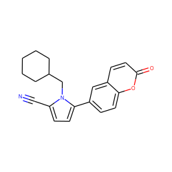 N#Cc1ccc(-c2ccc3oc(=O)ccc3c2)n1CC1CCCCC1 ZINC001772587215