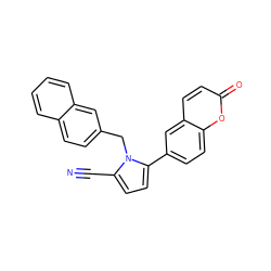 N#Cc1ccc(-c2ccc3oc(=O)ccc3c2)n1Cc1ccc2ccccc2c1 ZINC001772619600