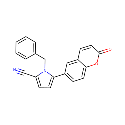 N#Cc1ccc(-c2ccc3oc(=O)ccc3c2)n1Cc1ccccc1 ZINC001772638258