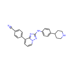 N#Cc1ccc(-c2cccn3nc(Nc4ccc(C5CCNCC5)cc4)nc23)cc1 ZINC000096169858