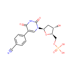 N#Cc1ccc(-c2cn([C@H]3C[C@H](O)[C@@H](COP(=O)(O)O)O3)c(=O)[nH]c2=O)cc1 ZINC000169320539