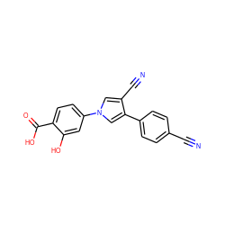 N#Cc1ccc(-c2cn(-c3ccc(C(=O)O)c(O)c3)cc2C#N)cc1 ZINC000200827978