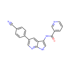 N#Cc1ccc(-c2cnc3[nH]cc(NC(=O)c4cccnc4)c3c2)cc1 ZINC000040847911