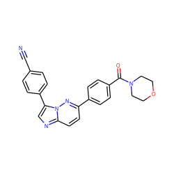 N#Cc1ccc(-c2cnc3ccc(-c4ccc(C(=O)N5CCOCC5)cc4)nn23)cc1 ZINC000205059021