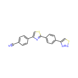 N#Cc1ccc(-c2csc(-c3ccc(-c4csnn4)cc3)n2)cc1 ZINC000000113878