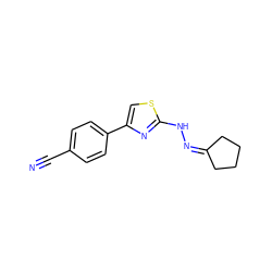 N#Cc1ccc(-c2csc(NN=C3CCCC3)n2)cc1 ZINC000028951699