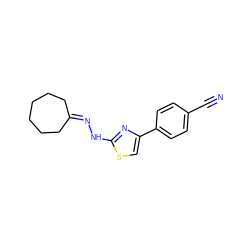 N#Cc1ccc(-c2csc(NN=C3CCCCCC3)n2)cc1 ZINC000064491776