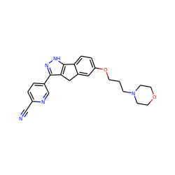 N#Cc1ccc(-c2n[nH]c3c2Cc2cc(OCCCN4CCOCC4)ccc2-3)cn1 ZINC000028951686