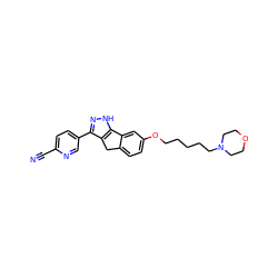 N#Cc1ccc(-c2n[nH]c3c2Cc2ccc(OCCCCCN4CCOCC4)cc2-3)cn1 ZINC000028951677